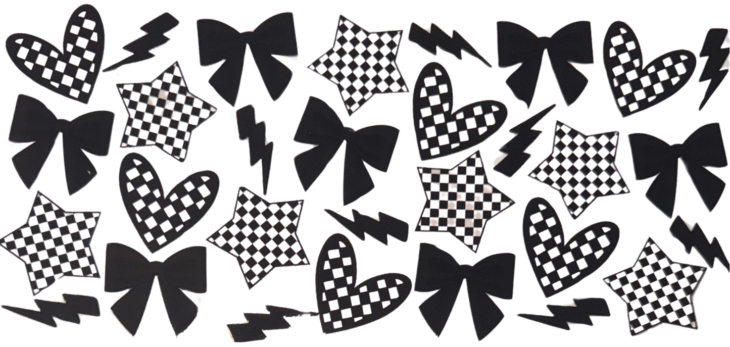 Checkered Hearts and Black Bows