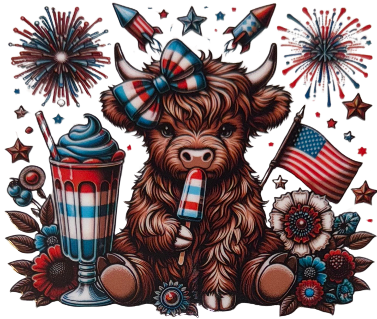 Patriotic Hyland Cow