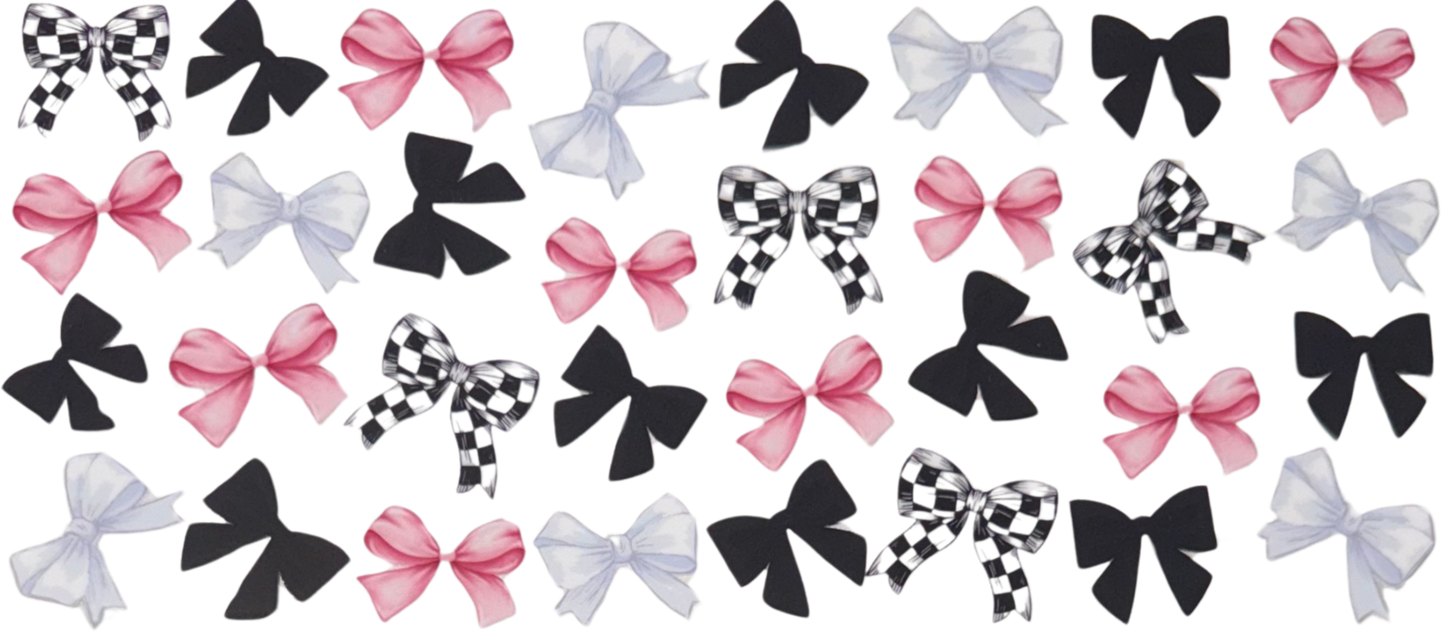 Checkered, Pink, White, and Black Bows