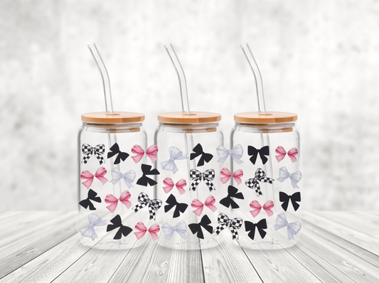 Checkered, Pink, White, and Black Bows