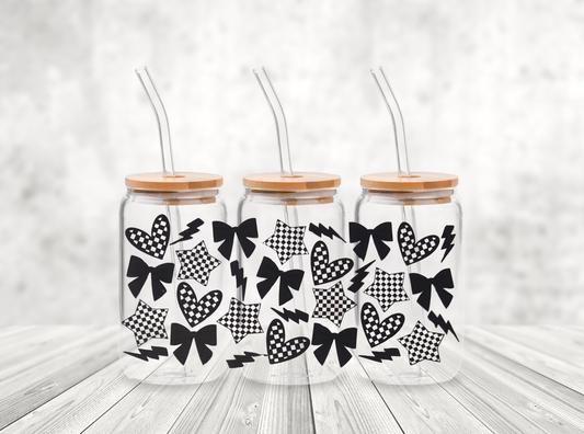 Checkered Hearts and Black Bows