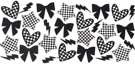 Checkered Hearts and Black Bows