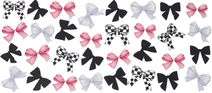Checkered, Pink, White, and Black Bows