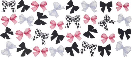 Checkered, Pink, White, and Black Bows